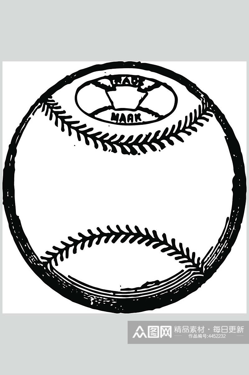 圆形简约纹理黑色棒球套装矢量素材素材