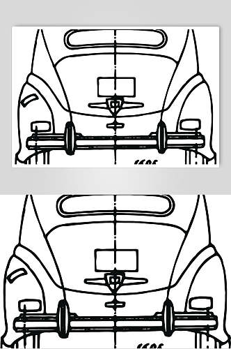 线条黑白简约手绘汽车矢量素材