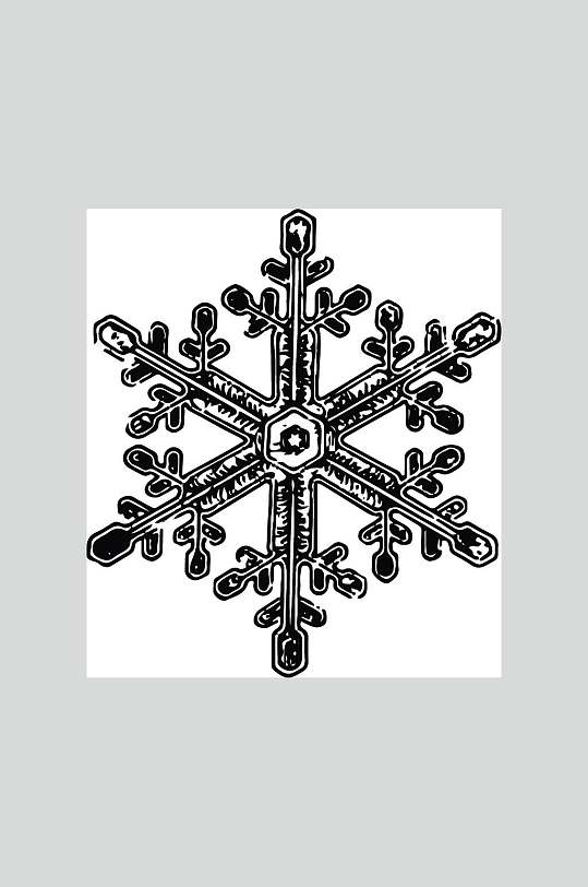 黑白六边雪花矢量素材