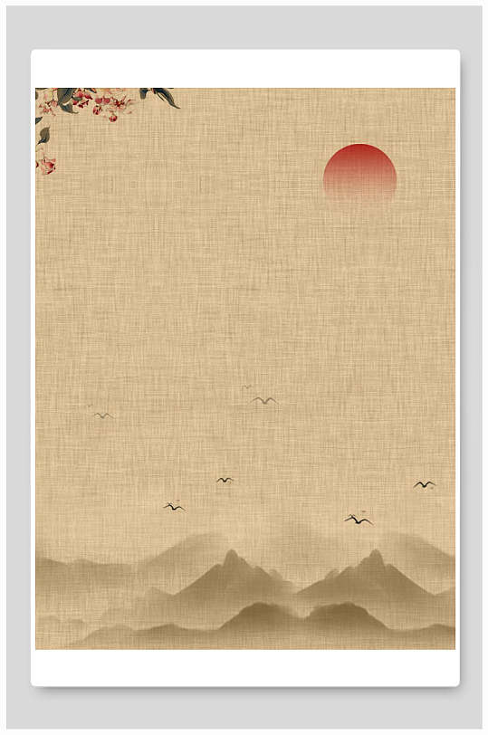 黄色花朵唯美清新古风工笔画背景