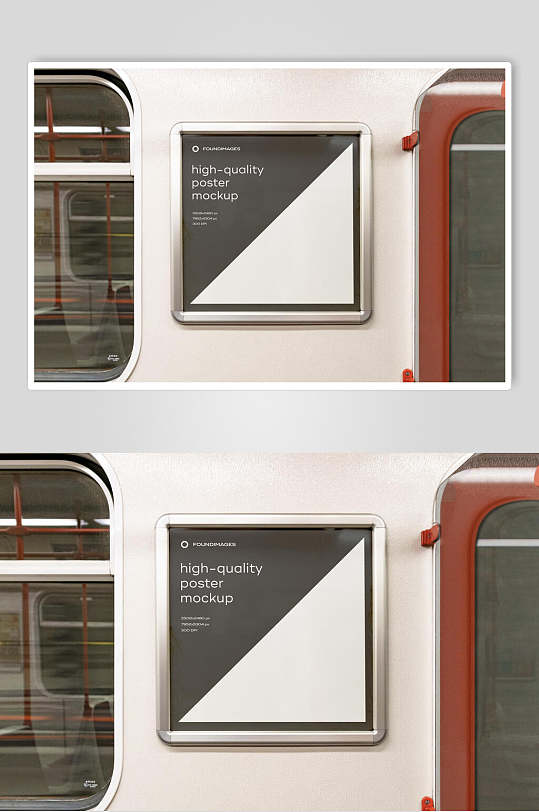方形极简创意地铁海报样机