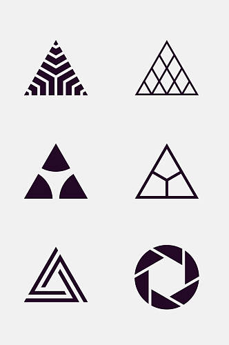 创意三角形黑白抽象几何标志免抠素材