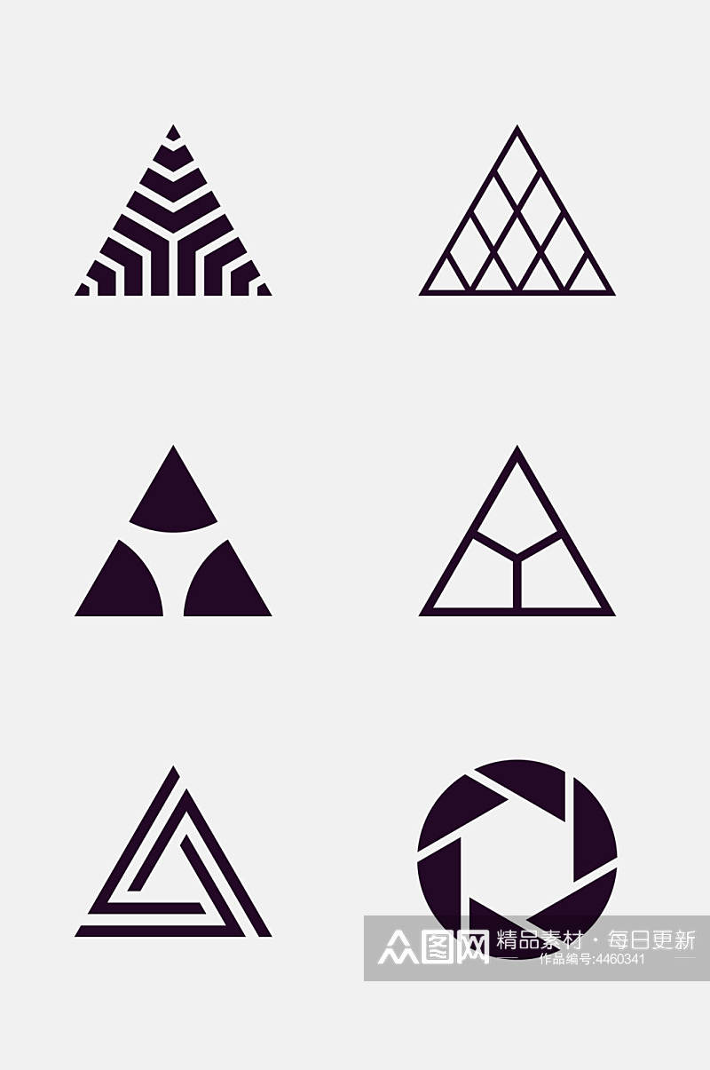 创意三角形黑白抽象几何标志免抠素材素材