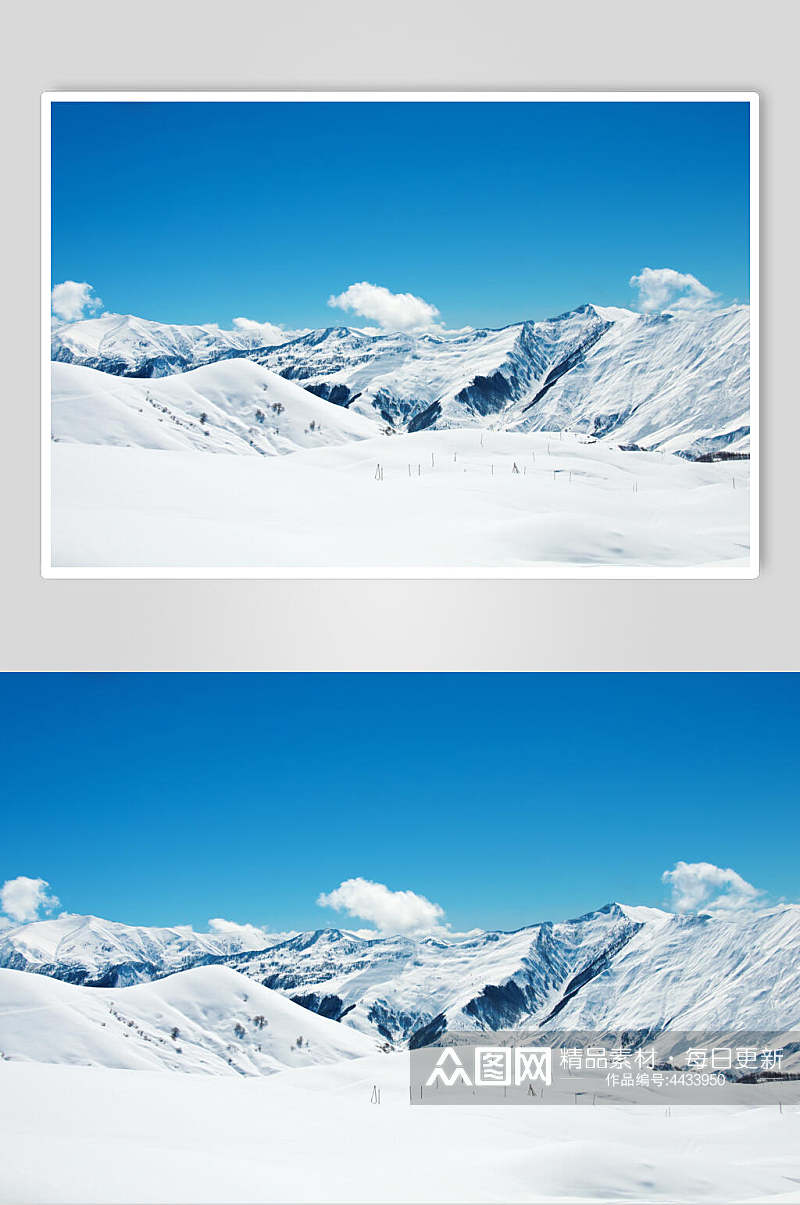 蓝天白云近景高清雪山雪景图片素材