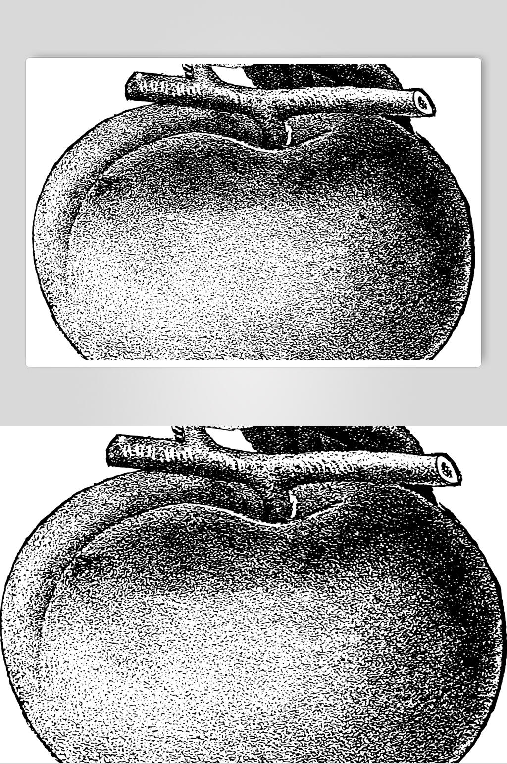 渐变噪点时尚水果素描手绘矢量素材素材