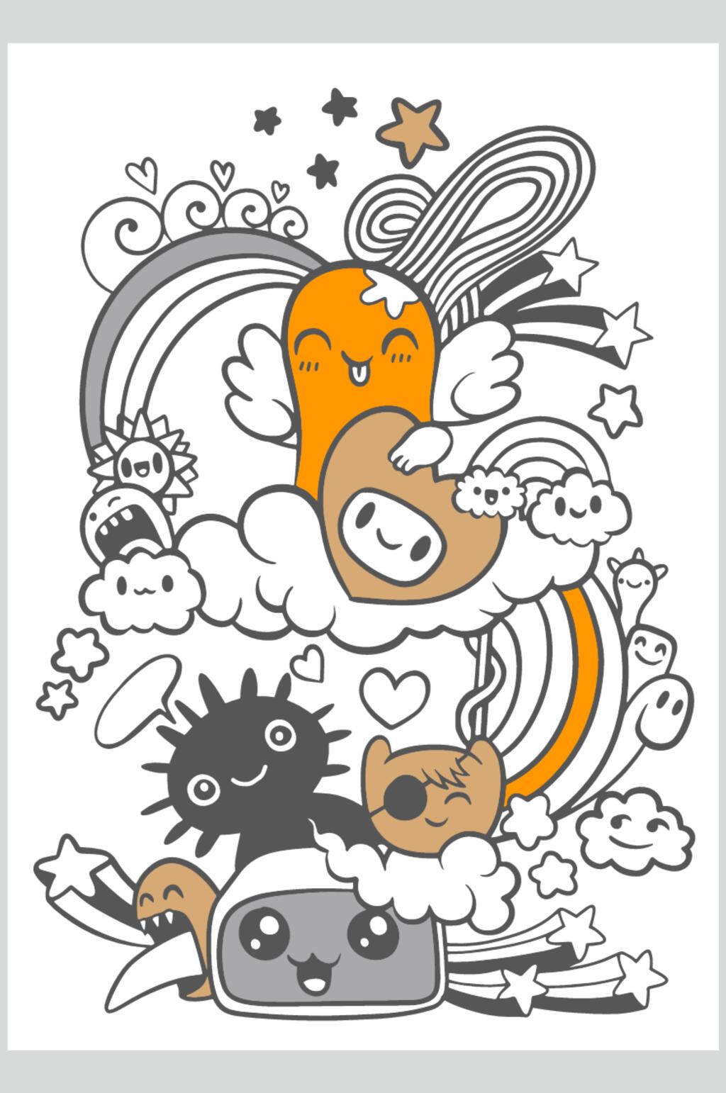 可爱涂鸦插画矢量素材素材