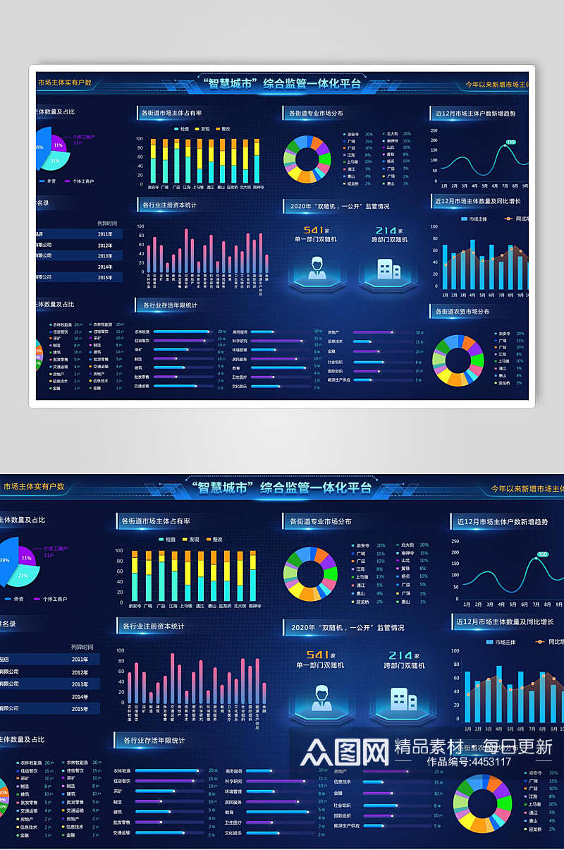 蓝色统计数据网络科技信息图素材素材