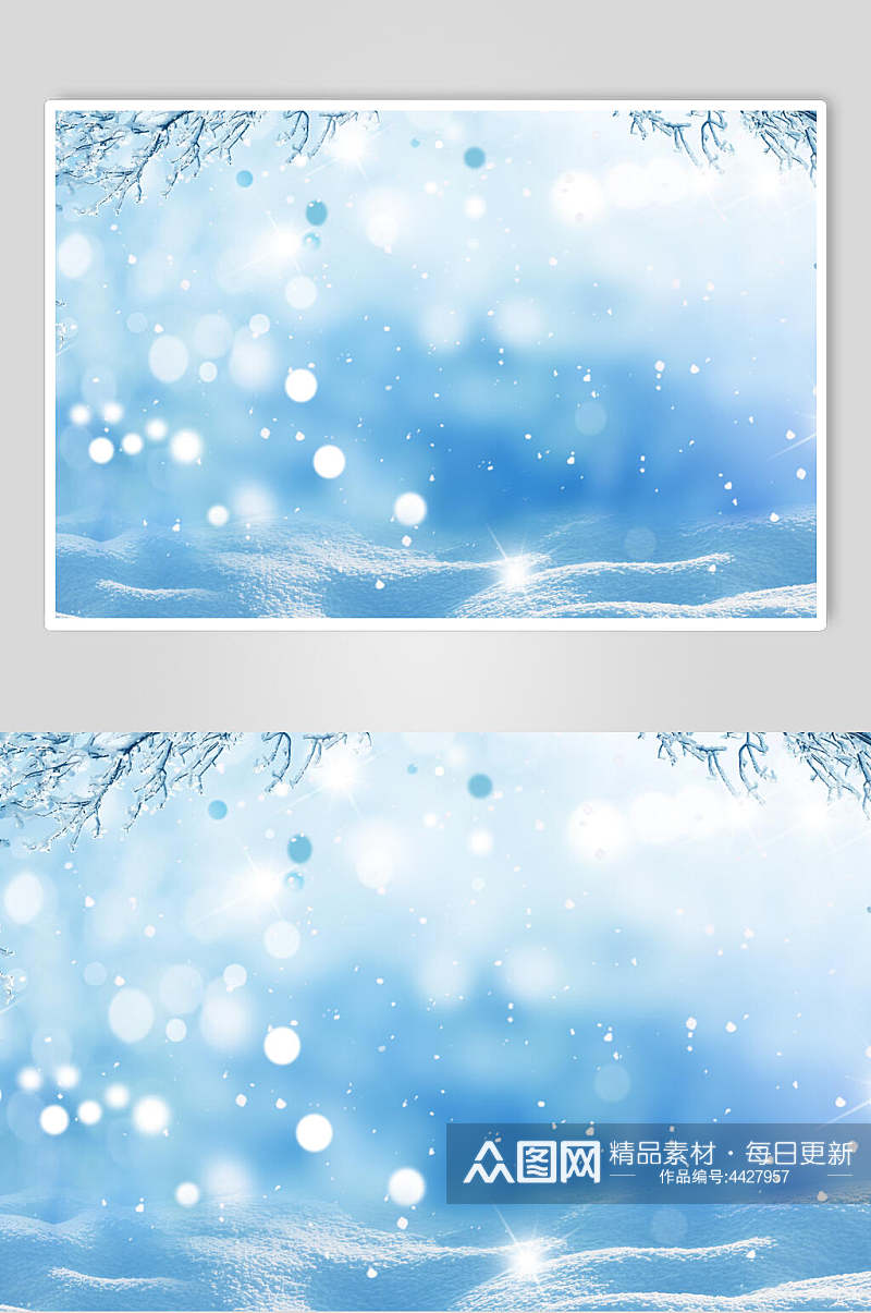 雪花蓝色冬季雪景摄影图素材
