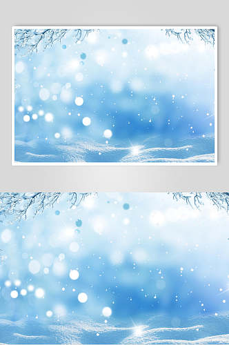 雪花蓝色冬季雪景摄影图