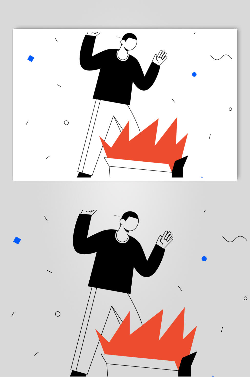 红黑简约手绘扁平化人物插画素材素材