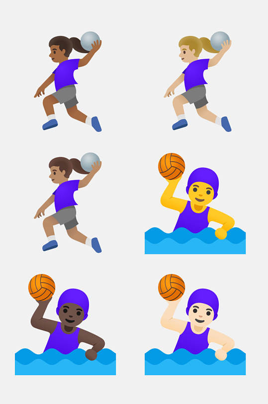 单车打球清新卡通人物运动免抠素材打球可爱手绘卡通人物运动免抠素材