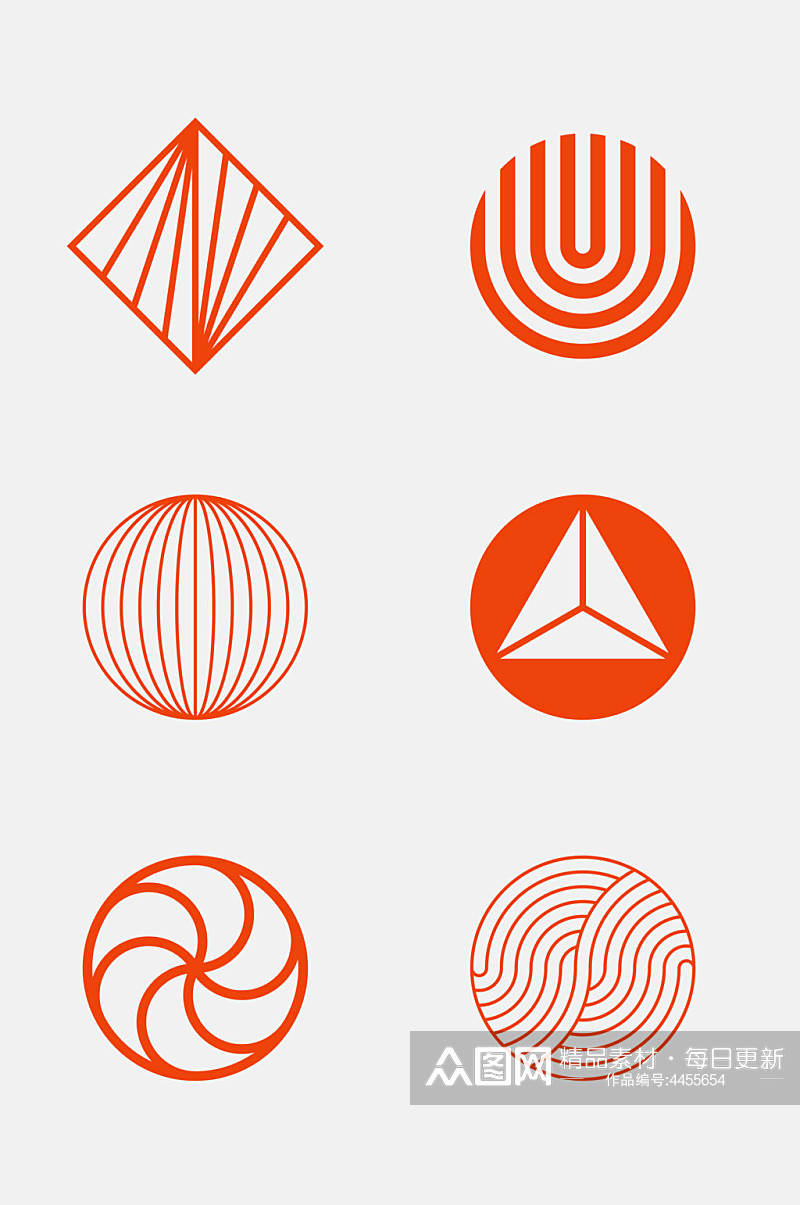 圆圈橙色抽象几何图形免抠素材素材