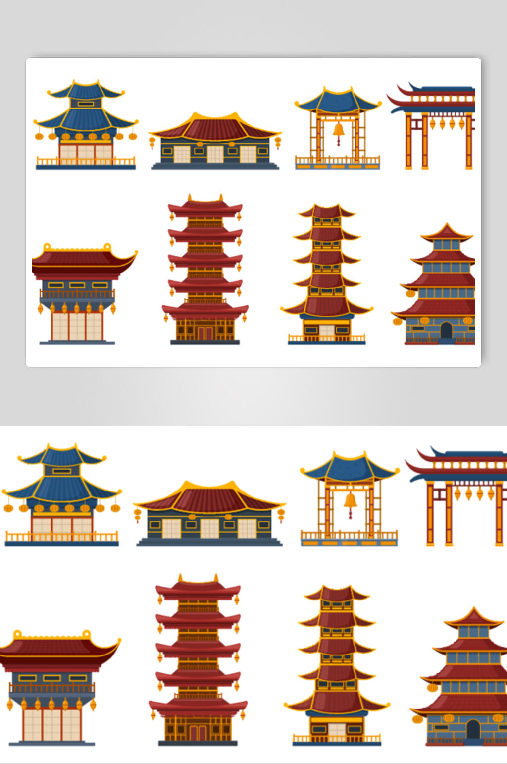 大气时尚中式古代建筑矢量素材素材