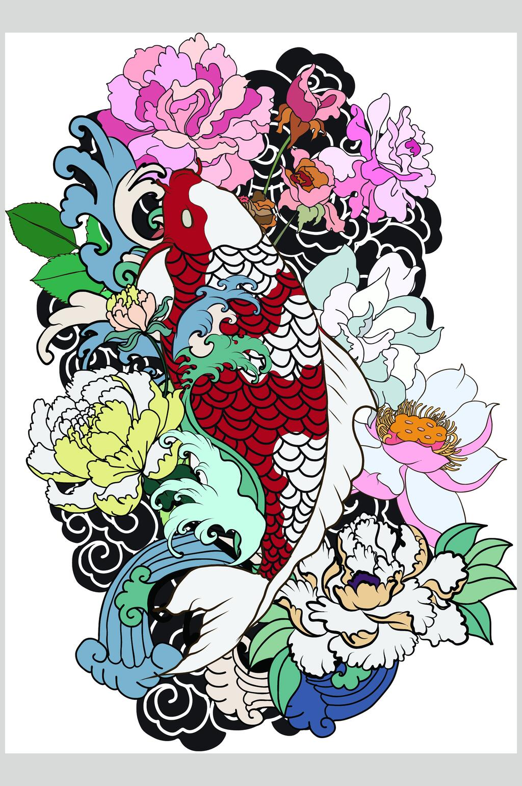 鲜花神兽矢量图案素材素材