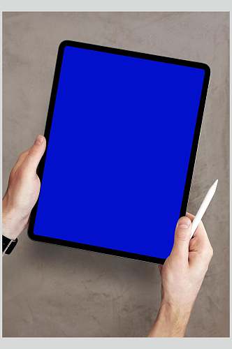 手指触摸笔蓝色平板笔记本样机