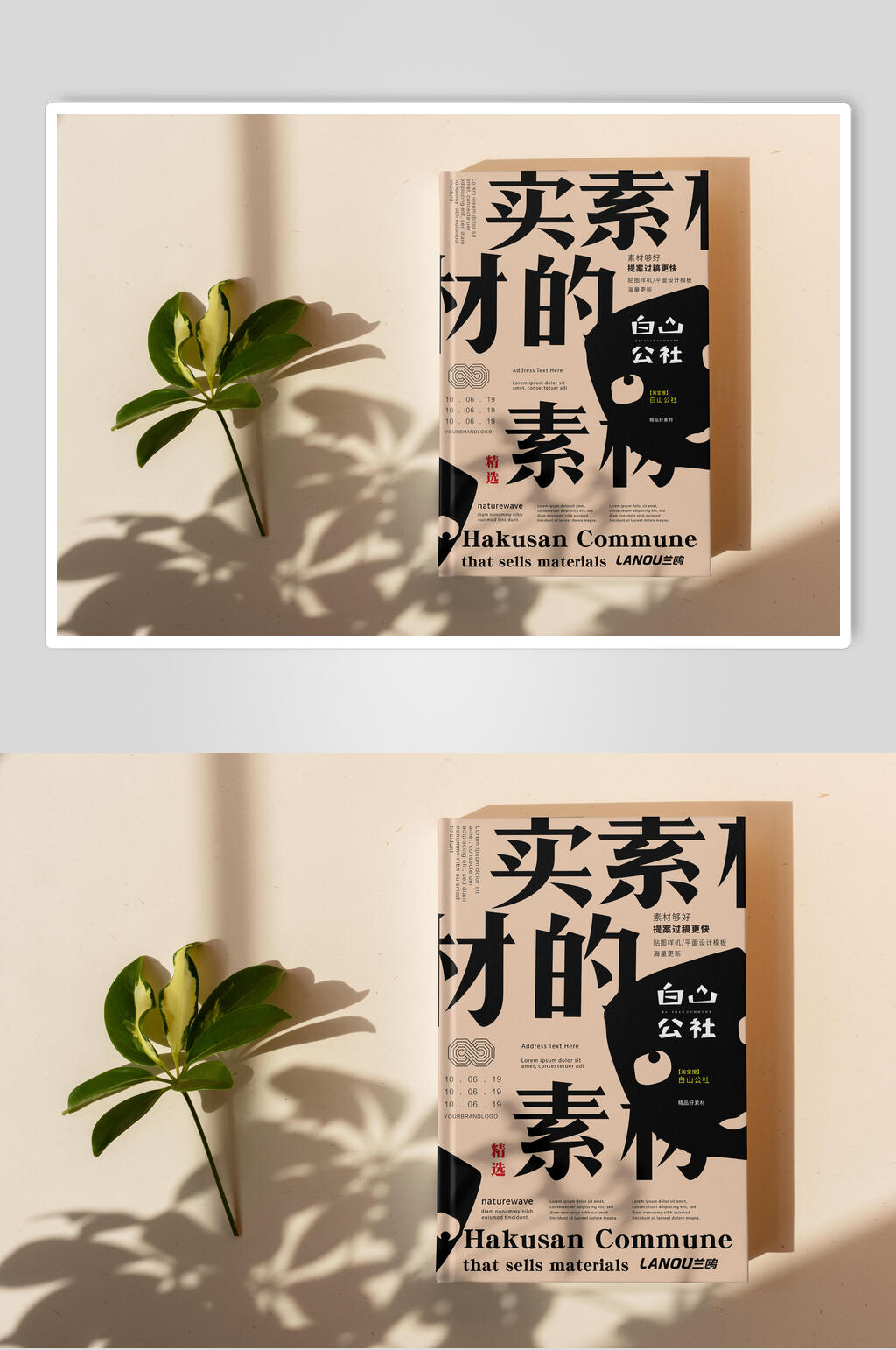 阴影精装书籍样机素材