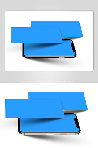 长方形蓝白色手机屏幕设计样机