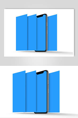 长方形黑蓝色手机屏幕设计样机