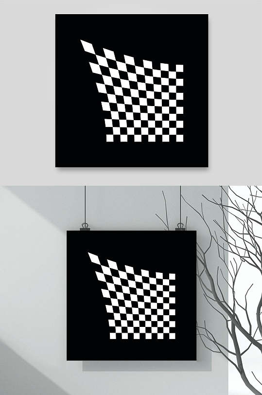 色块简约黑白抽象几何形状矢量素材