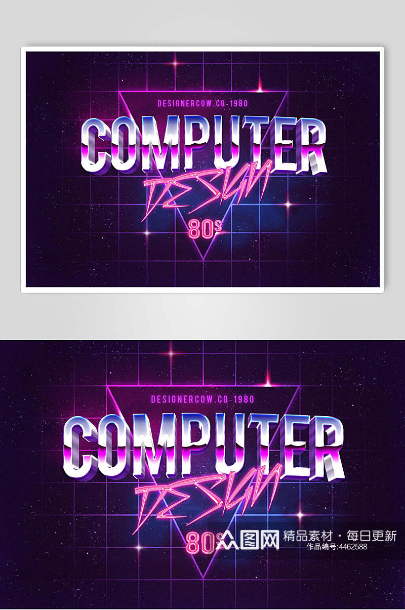 COMPUTER复古字体效果样机素材