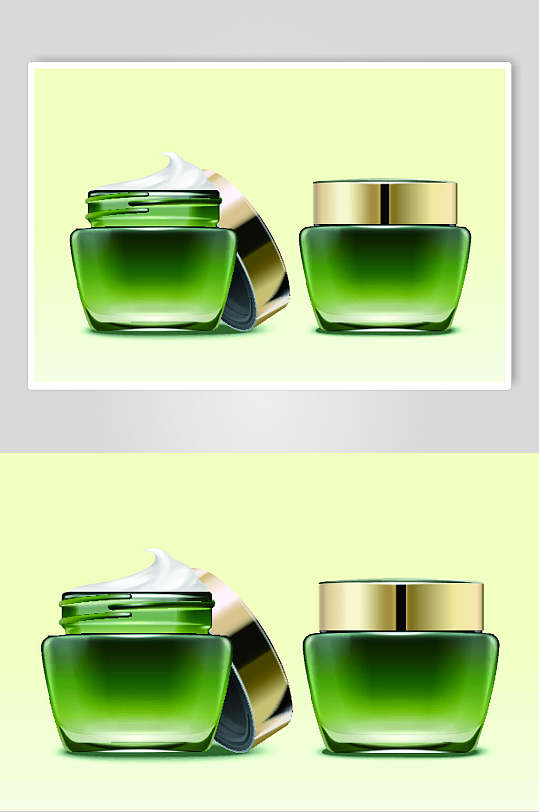 打开瓶子绿黄矢量美妆彩妆用品素材