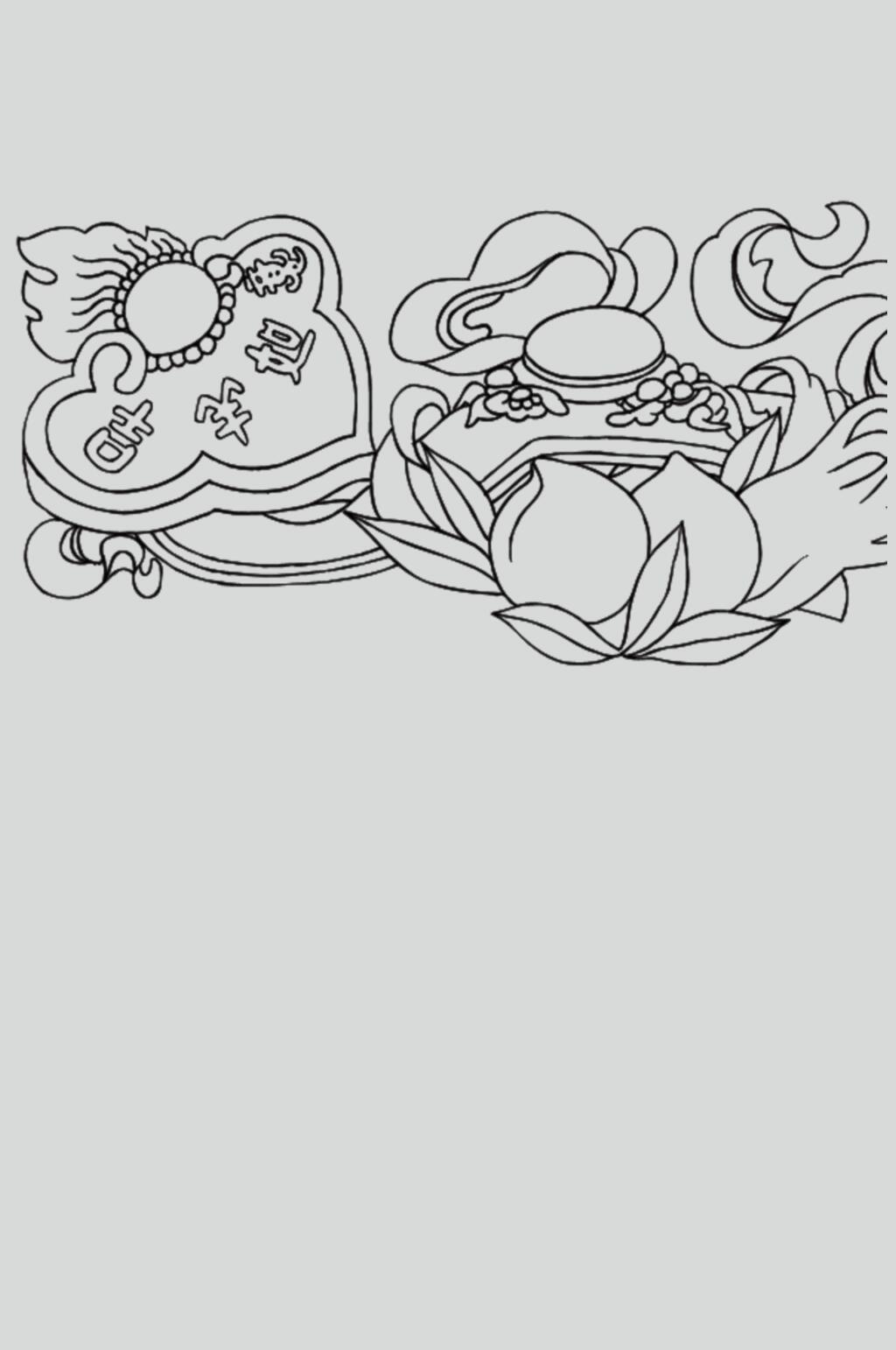 如意古典线描纹样矢量素材素材