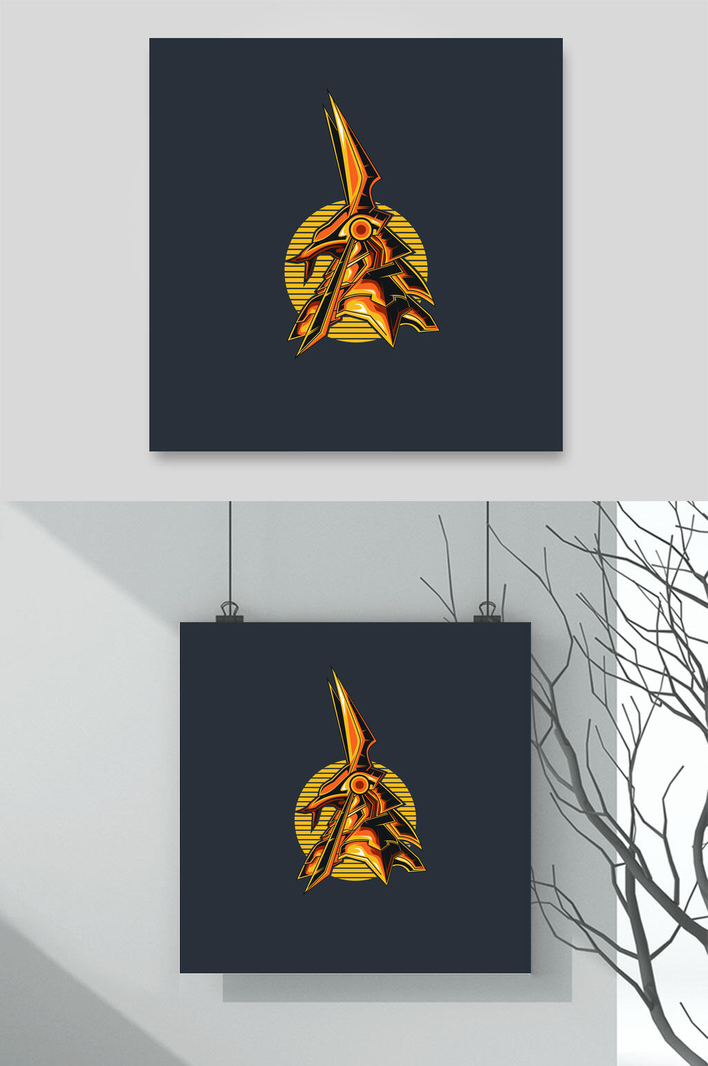 金属简约黑暗风骷髅插画素材