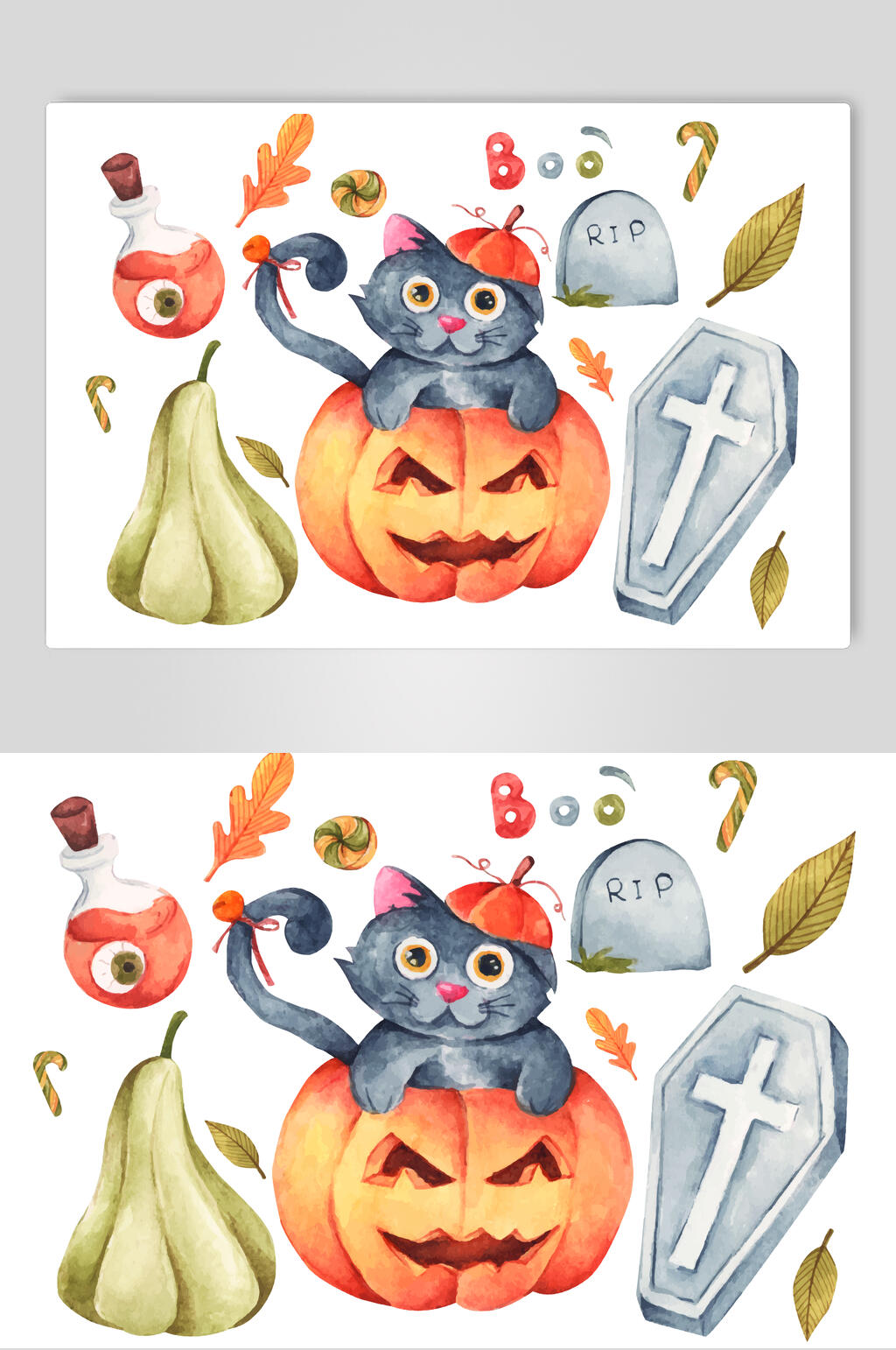 南瓜猫矢量万圣节猫咪插画素材素材