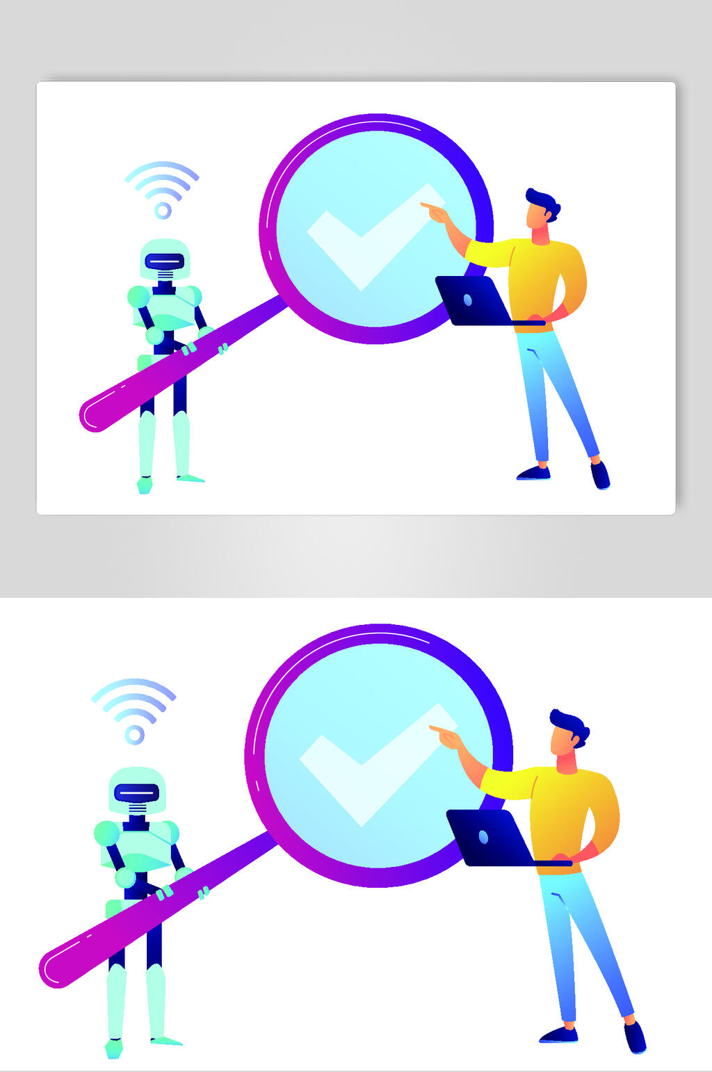 打勾机械蓝紫渐变时尚应用矢量素材素材