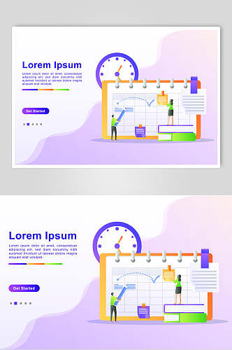 时间书本紫黄清新线上店铺矢量素材