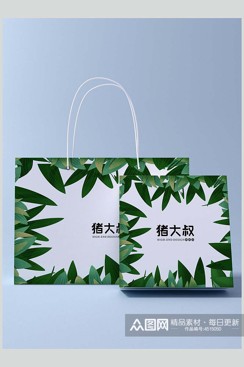 绿叶纸袋品牌包装文创样机素材