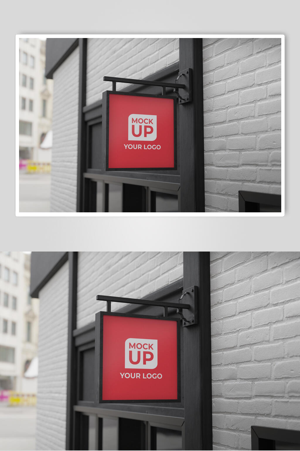 长方形英文字母LOGO招牌样机素材