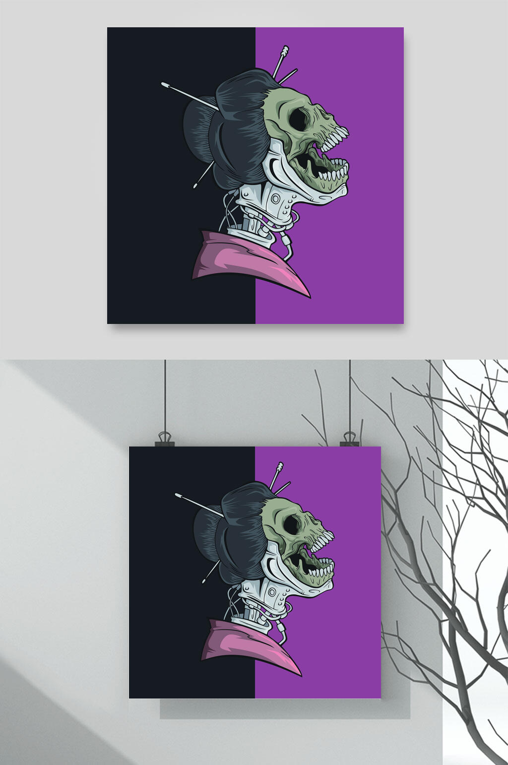 骷髅头黑暗风骷髅插画素材