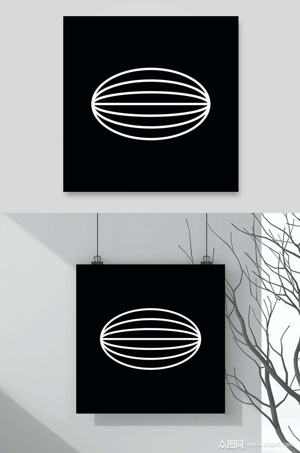 线条黑白简约抽象几何形状矢量素材素材