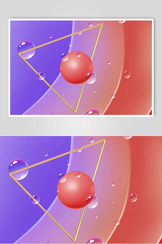 三角圆形蓝红渐变透明水滴水珠素材