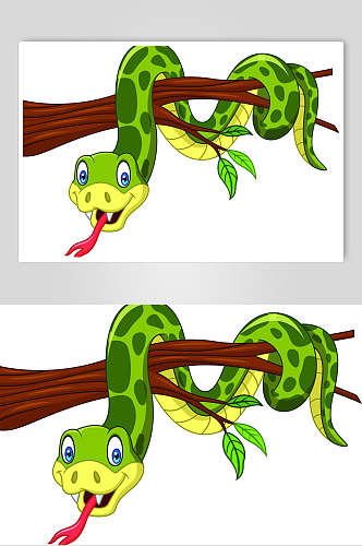 数字可爱绿色卡通手绘蛇矢量素材
