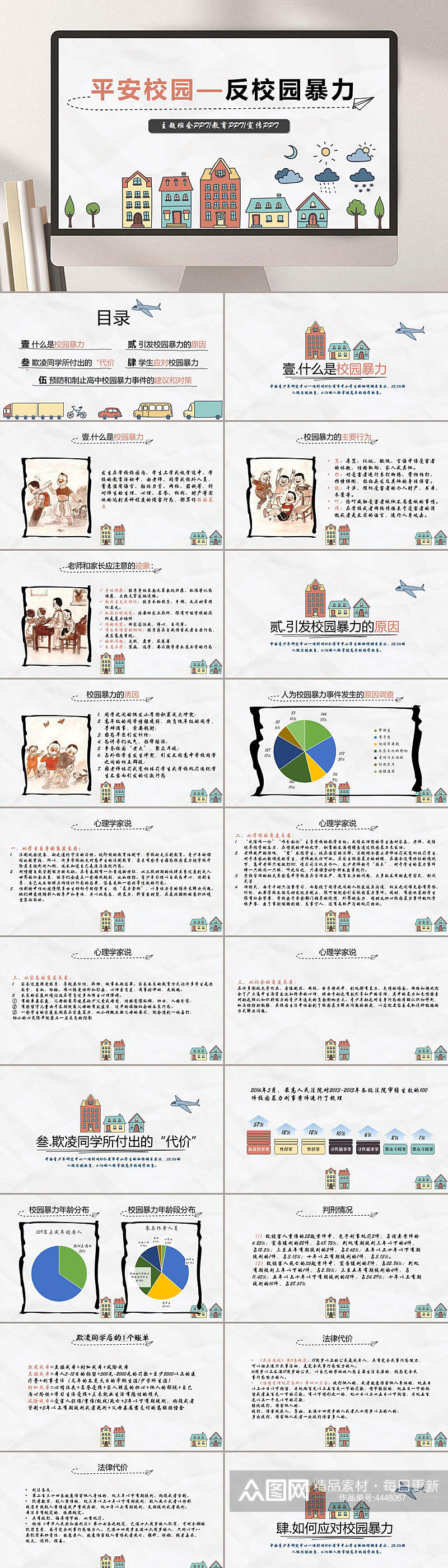 平安校园反对校园欺凌PPT素材