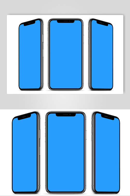 多角度蓝色手机屏幕设计样机