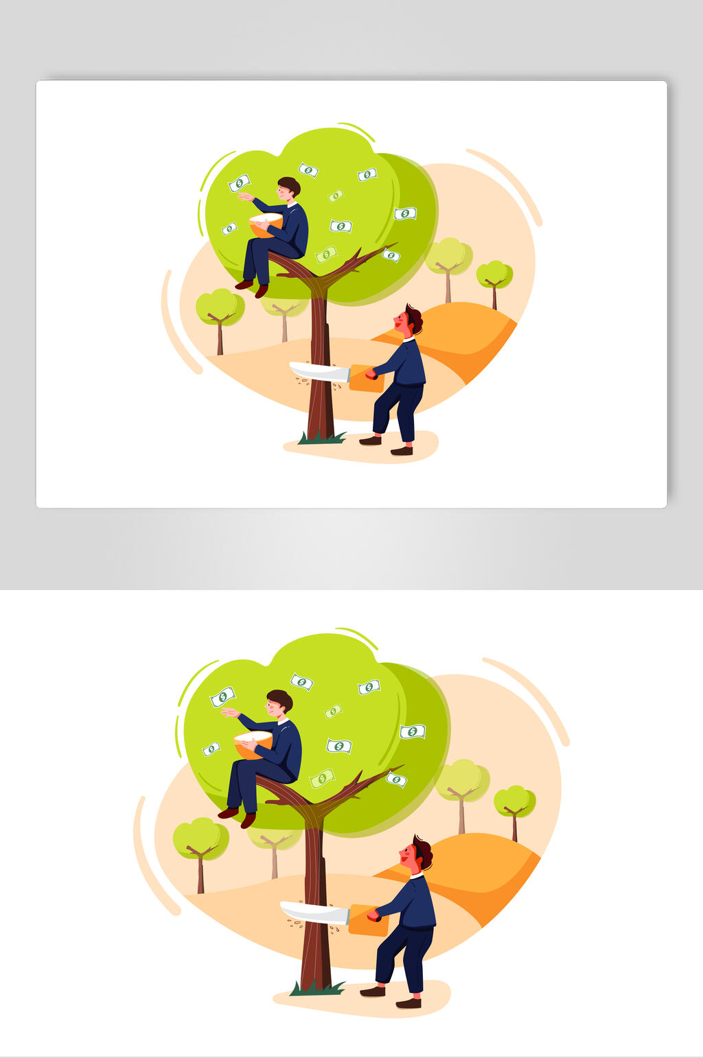 绿树办公运动矢量素材素材