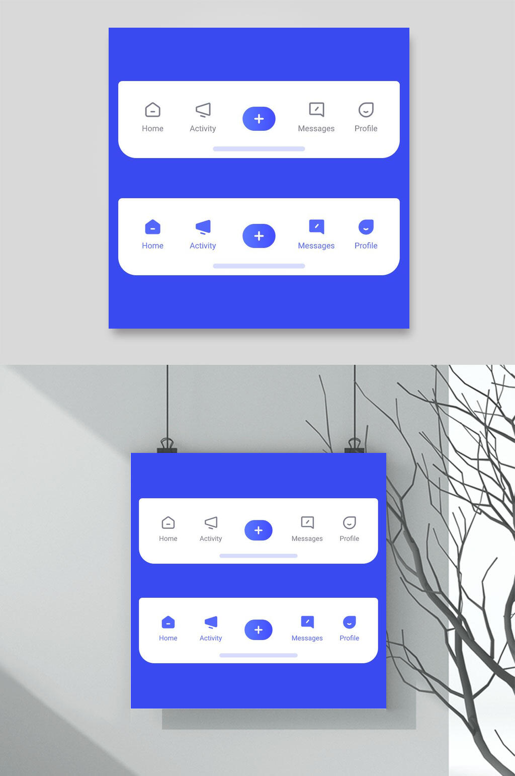 蓝色方形APP标签栏图标素材素材