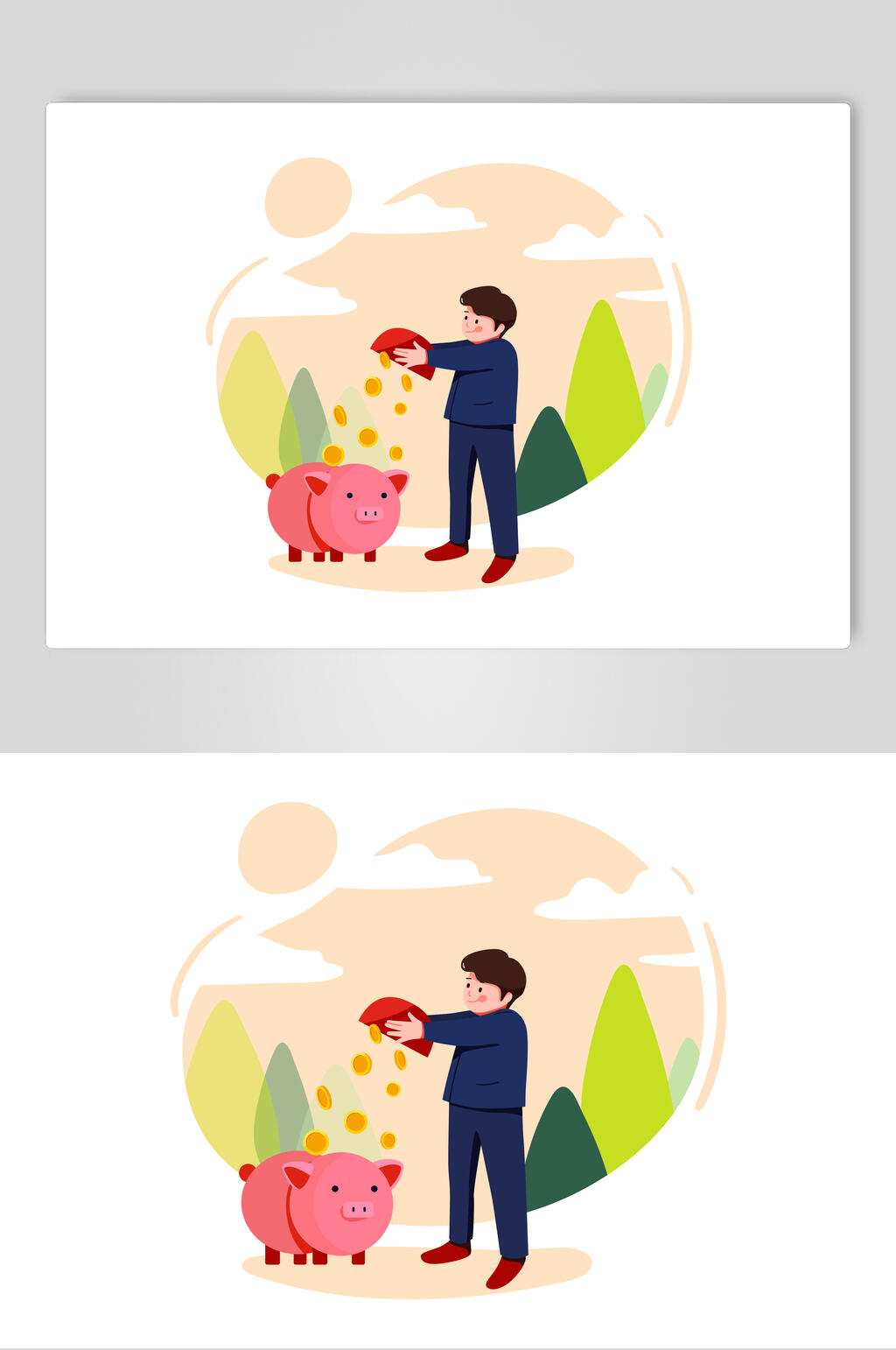 存钱办公运动矢量素材素材