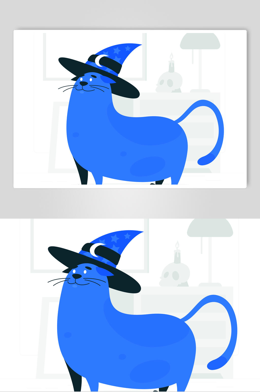 猫咪插画素材立即下载帽子月亮星星搞怪万圣节图案免抠素材卡通帽子