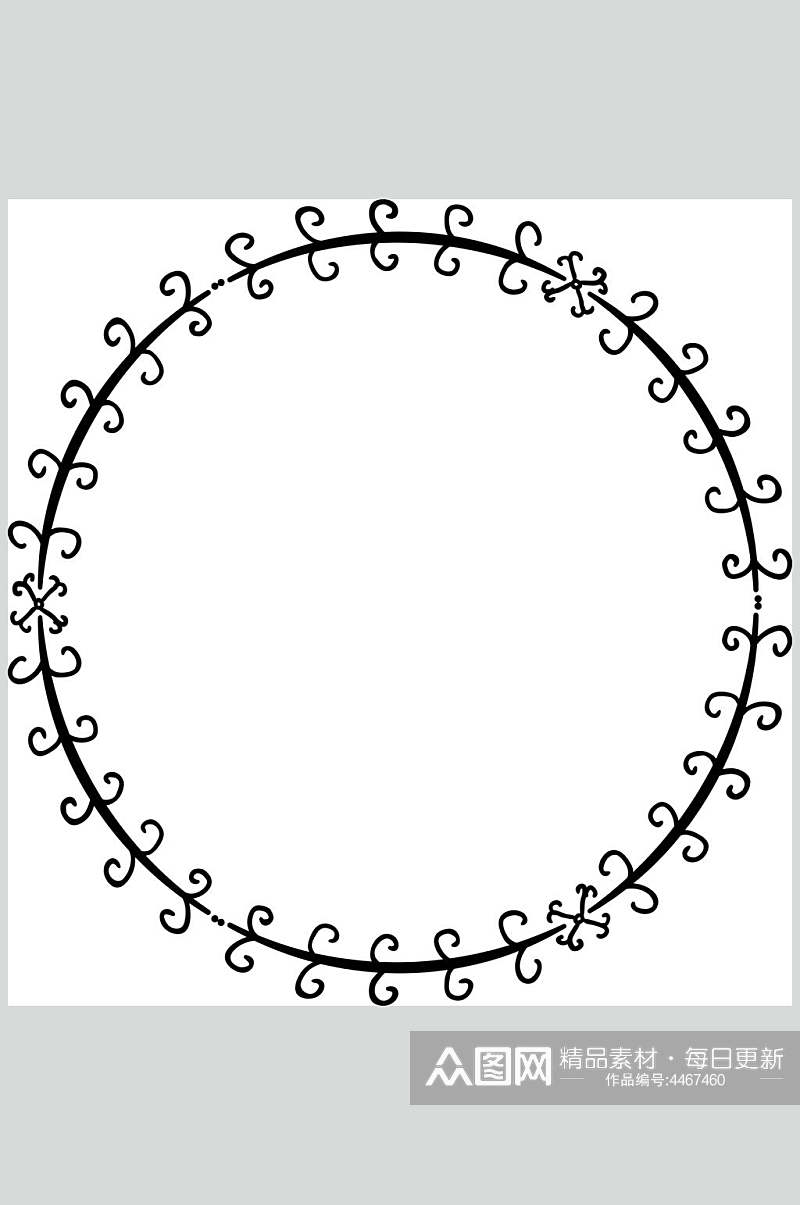简约手绘线条清新圆圈徽标矢量素材素材