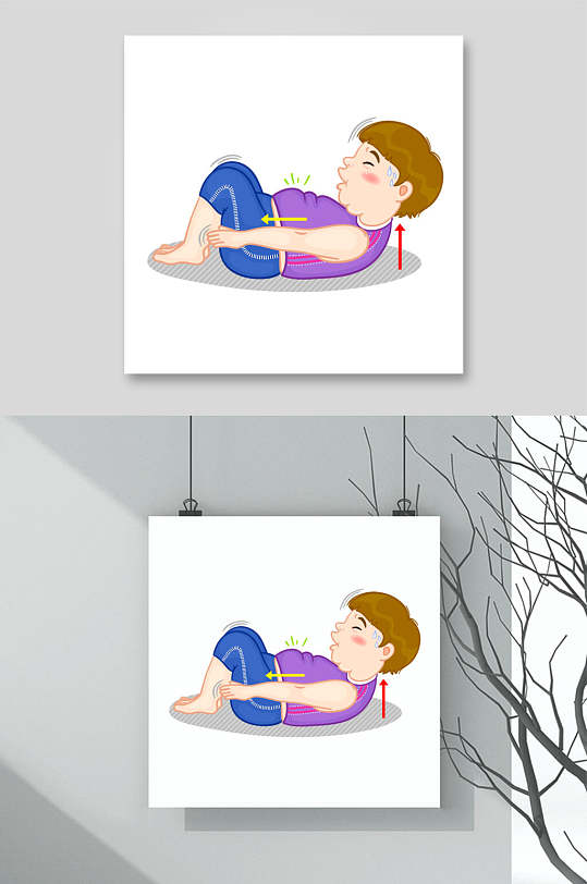 健身减肥人物仰卧起坐插画矢量素材