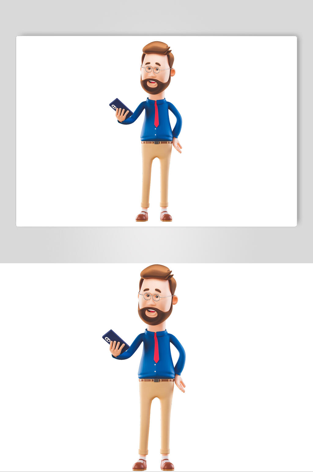 手机蓝黄眼镜手绘清新3d人物元素立体素材素材