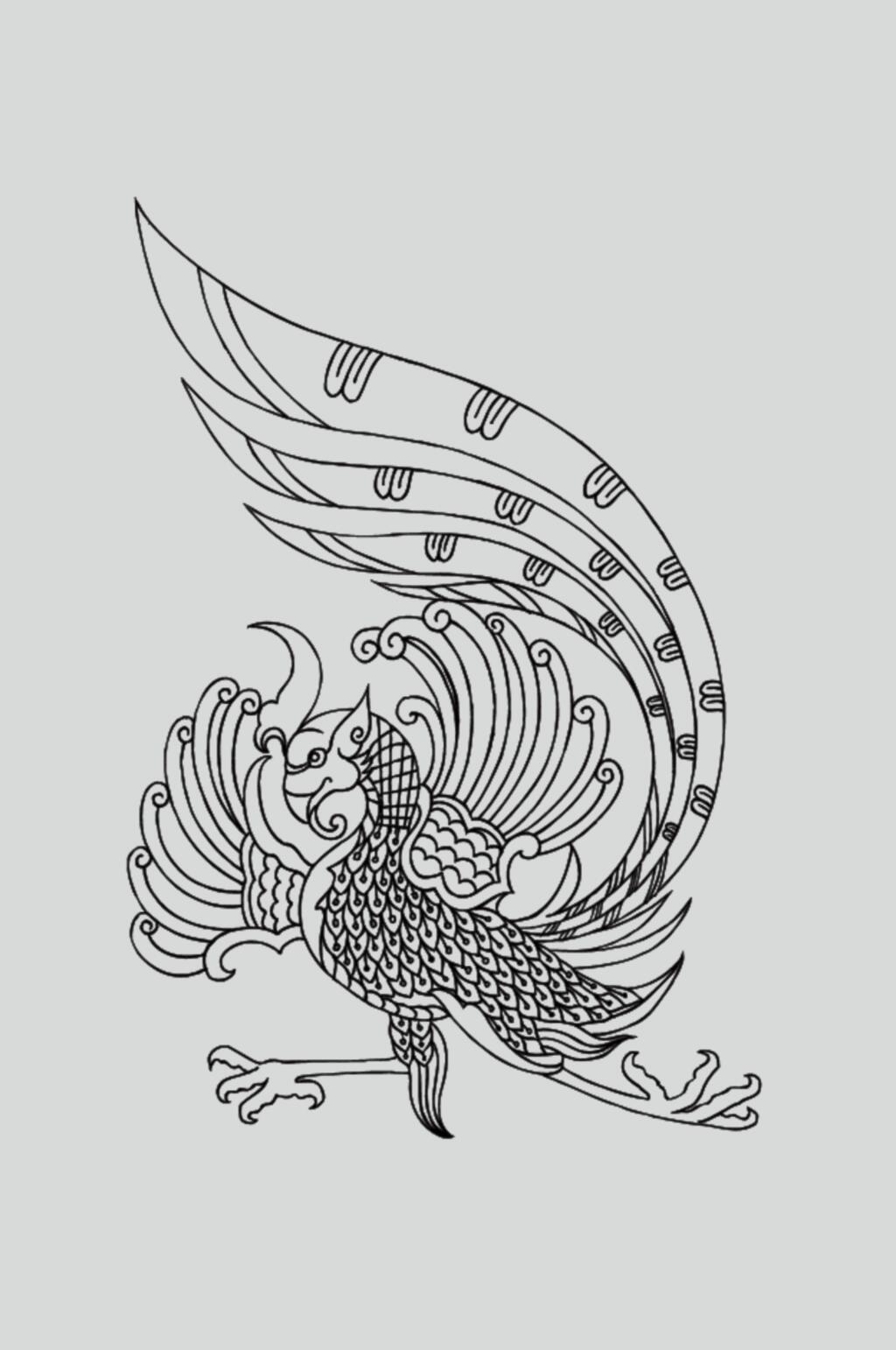 唯美动物黑色古典线描纹样矢量素材素材