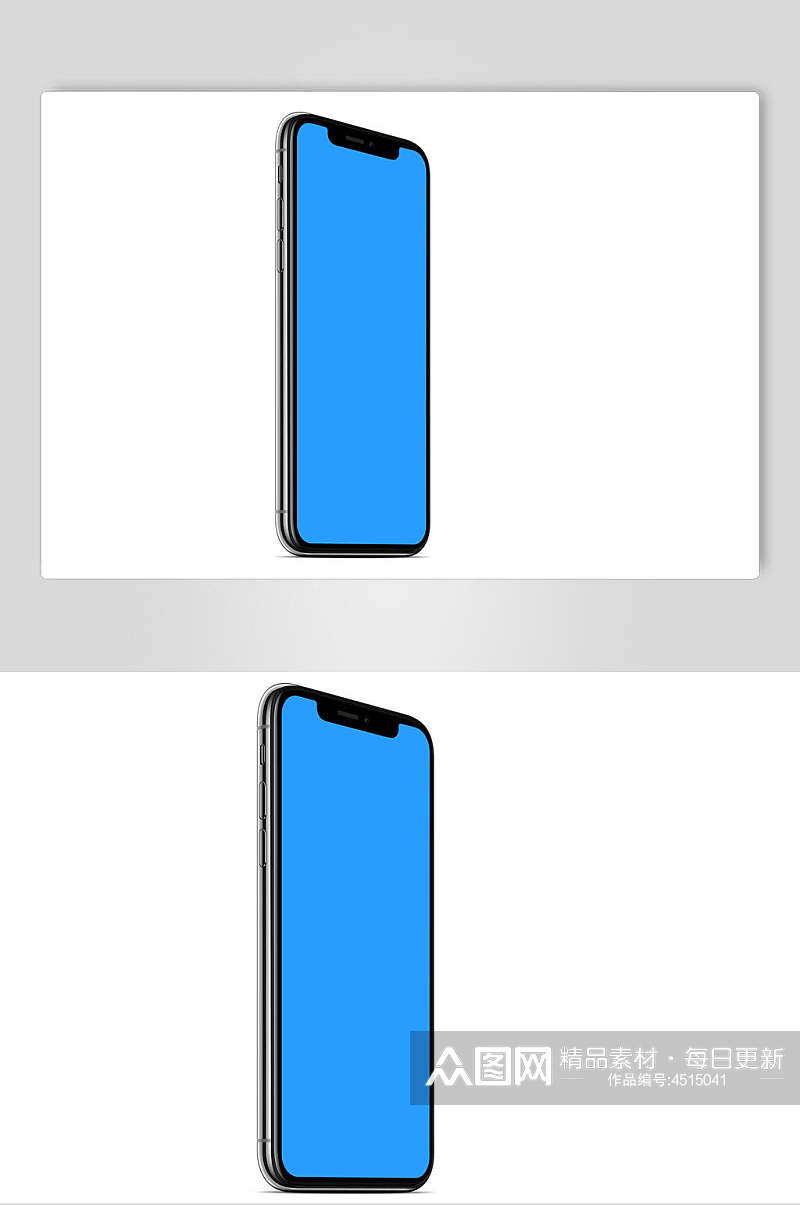 蓝色侧面手机屏幕设计样机素材