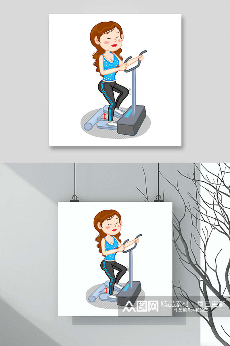 跑步蓝黑健身减肥人物插画矢量素材素材