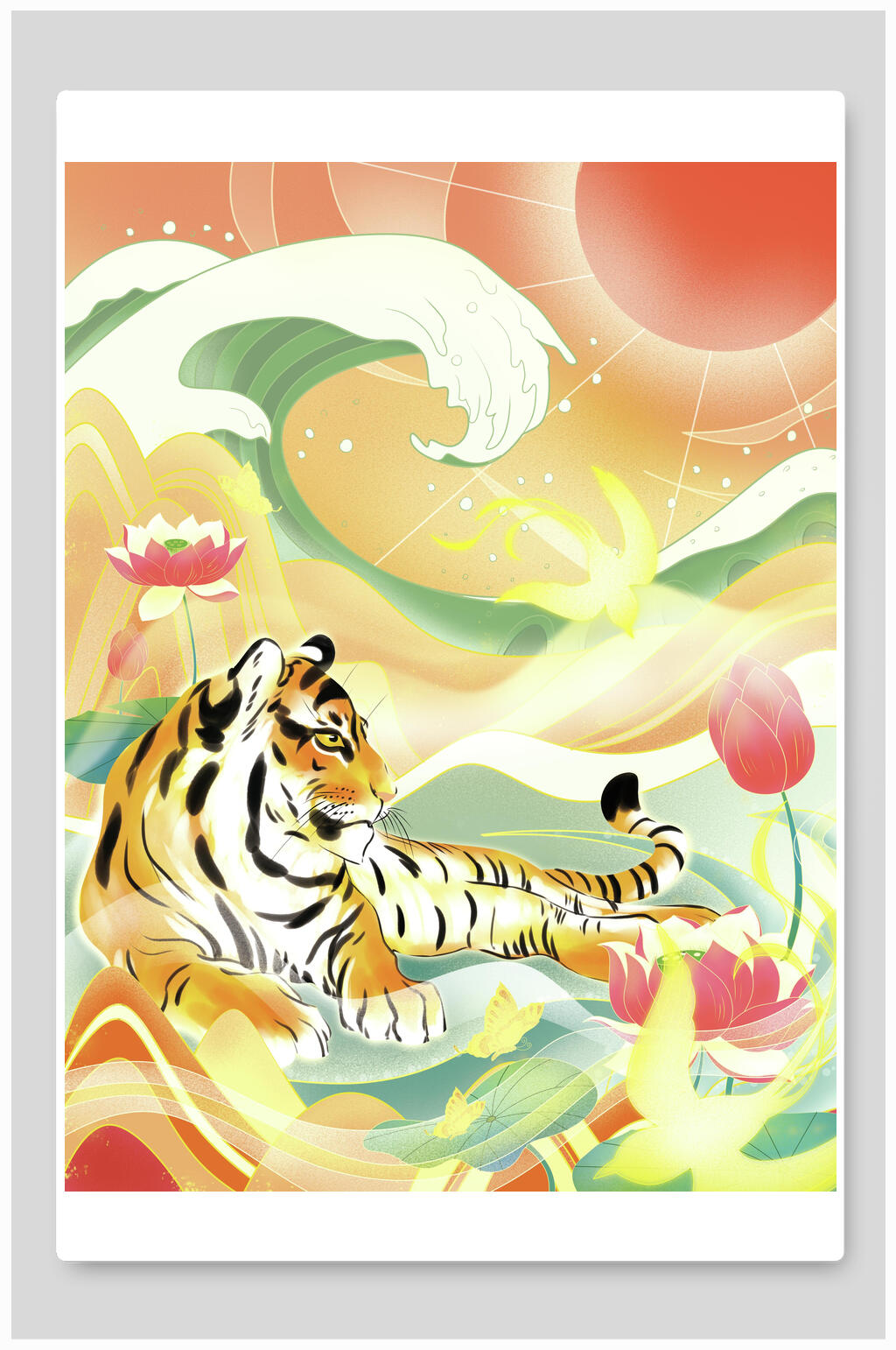 国潮风虎年插画素材素材