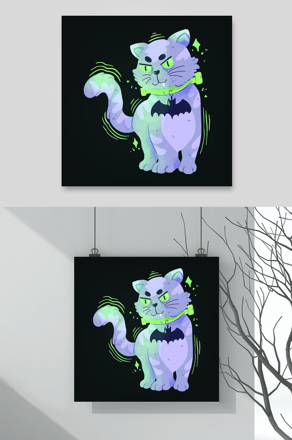 猫咪可爱矢量万圣节猫咪插画素材素材
